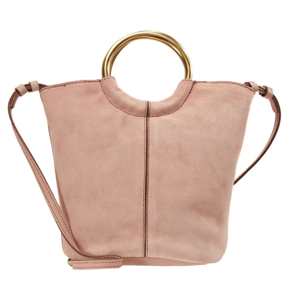 J.Crew Blush Bracelet Bucket Bag in Italian Suede
